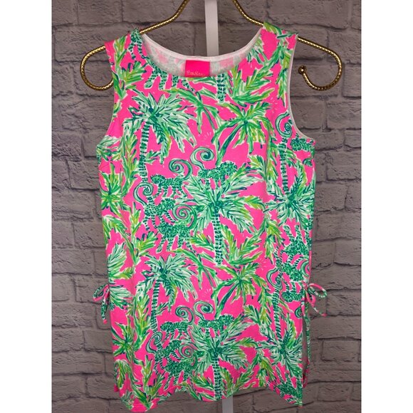 Lilly Pulitzer Tunic Top Child Size Large Pink and Green Jungle Monkey Print - Picture 1 of 8